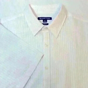 Michael Kors NWT White Short Sleeve Slim Fit 100% Cotton Textured Mens Size XL